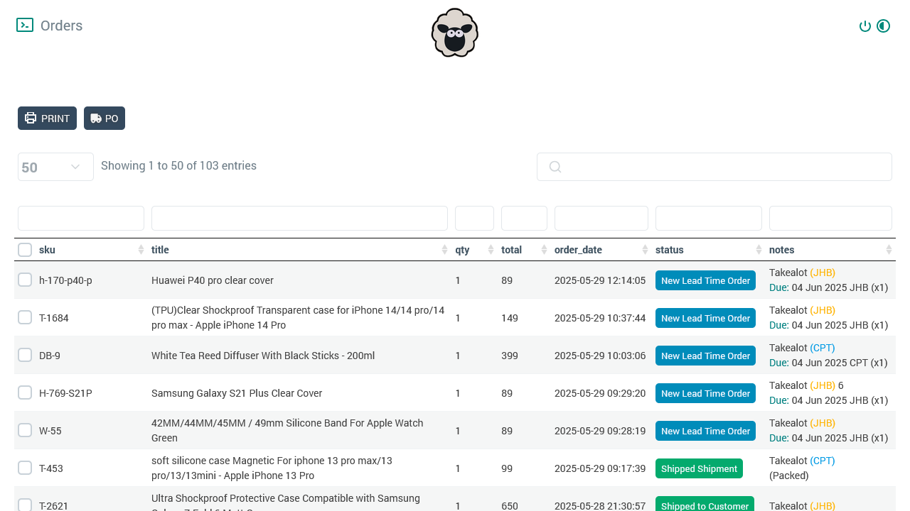 Orders Page